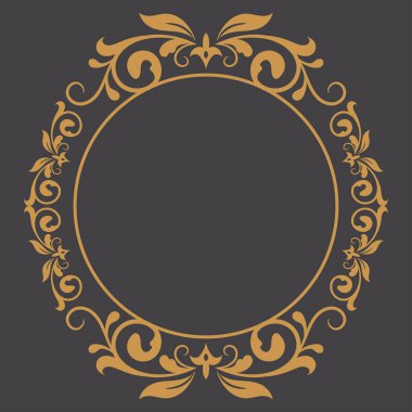 Altın Vintage çerçeve süsü. Altın Yüzük Sınırı süsü. Düğün davetiyesi için uygun..