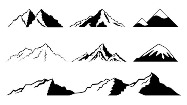 Set Of Mountain Silhouettes.
