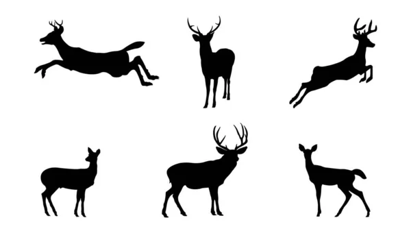 Set Deer Silhouettes — Stock Vector