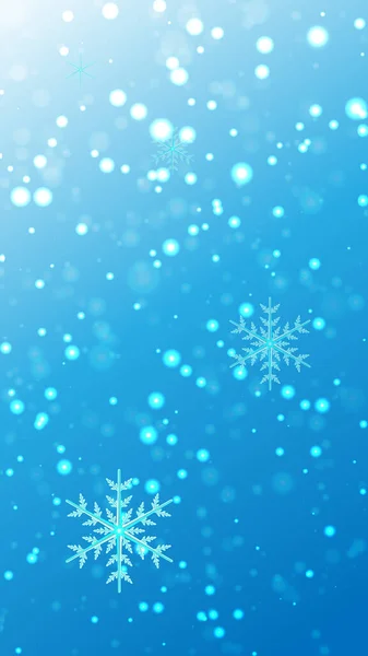 Снегопад Снежинками Голубом Небе Телефона Обои Абстрактный Иллюстрированный Фон Яркие — стоковый вектор