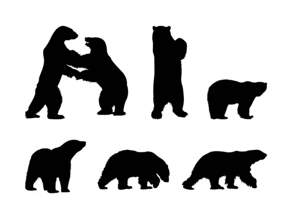 Coleção Silhueta Urso Polar — Vetor de Stock