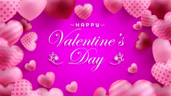 Fondo Del Día San Valentín Con Globos Forma Corazón Adecuado — Archivo Imágenes Vectoriales