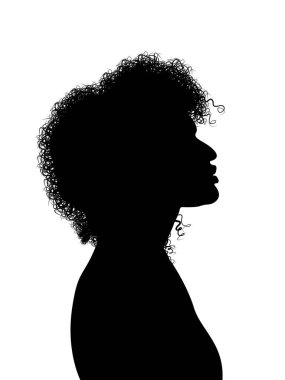 Curly Hair Black Woman Silhouette.