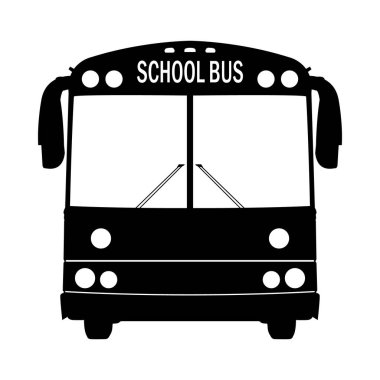 Front View Modern School Bus Silhouette. View towards the front of the bus. clipart