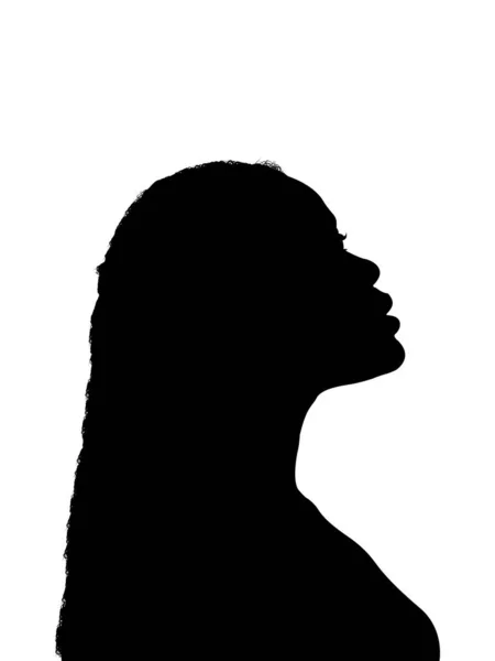 Thick Curly Black Woman Silhouette — Stok Vektör