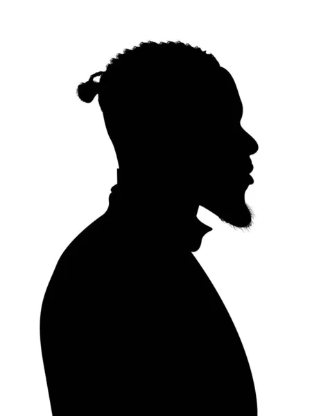 Braid Kıvırcık Saçlı Siyah Adam Silueti — Stok Vektör