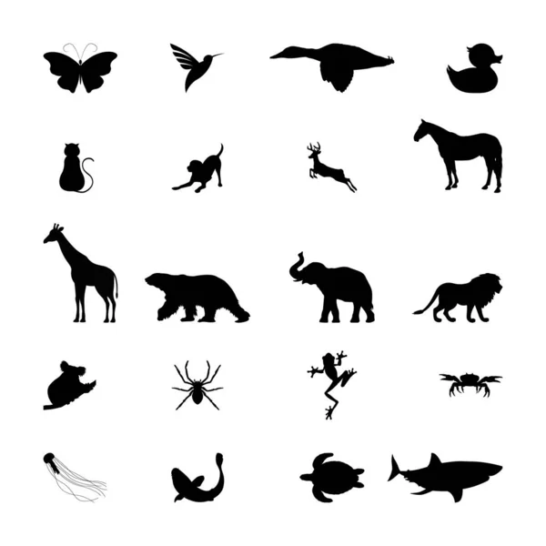 Art Silhouette Animale Pour Les Enfants — Image vectorielle