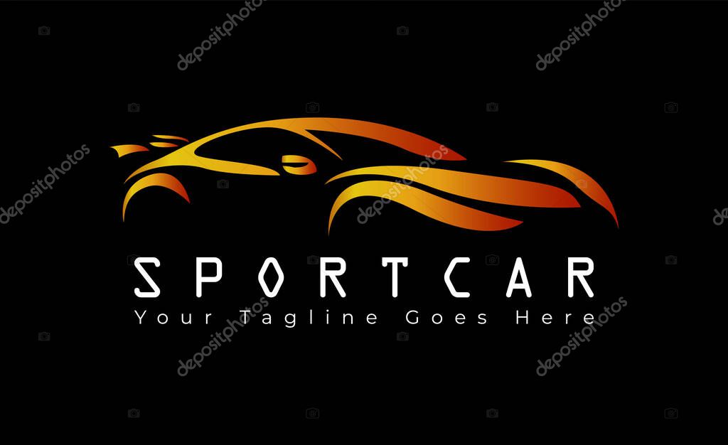 Sport Car Silhouette Logo Design.