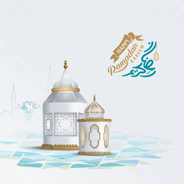 Ramadan Kareem Islamic Design Islamic Lanttern White Arabic Pattern Arabic — 스톡 벡터