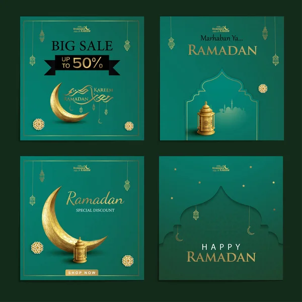 Ramadan Sprzedaż Social Media Zbiór Postów — Wektor stockowy