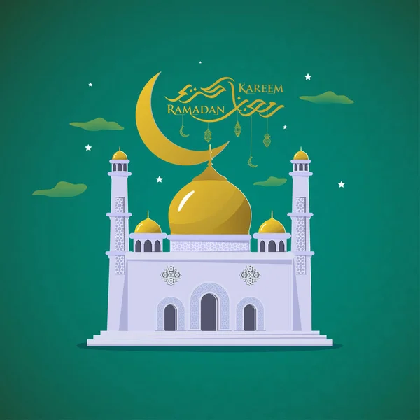 Ισλαμικό Τζαμί Ramadan Kareem Σχεδιασμό Φόντο Των Μέσων Κοινωνικής Δικτύωσης — Διανυσματικό Αρχείο