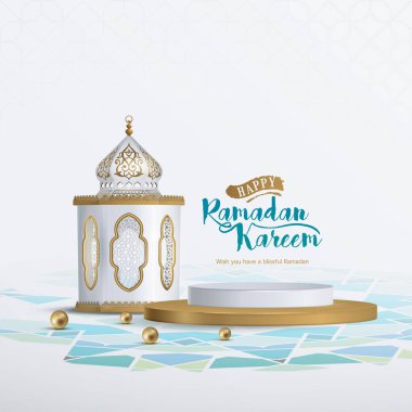 Ramazan kareem illüstrasyon altın gerçekçi İslami lantern