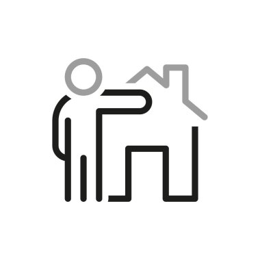 Gayrimenkulle ilgili basit vektör simgeleri. Sahibi ve gayrimenkul simgesi.