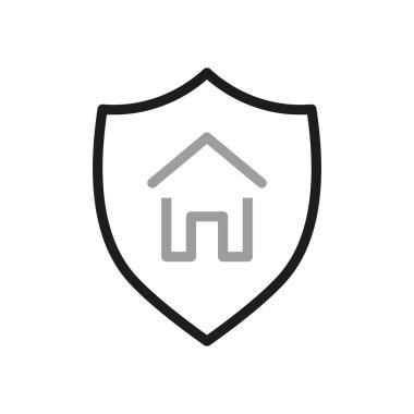 Gayrimenkul ile ilgili basit vektör çizgisi simgeleri. Özellik koruma simgesi.