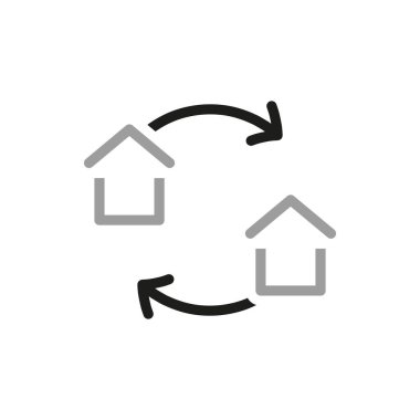 Gayrimenkulle ilgili basit vektör simgeleri. Gayrimenkul takas simgesi.