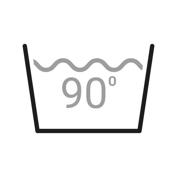 洗衣店的图标 注意标签上的服装说明 温水90 — 图库矢量图片