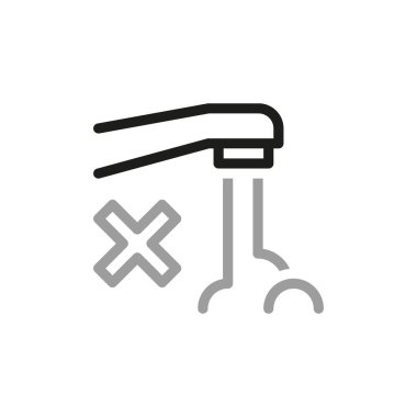 Su geçirmez ve suyla ilişkili vektör hattı simgesi. Muslukta su olmayan simge içerir.