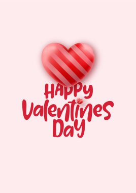 Sevgililer Günü 'nüz kutlu olsun kırmızı kalpli romantik tebrik kartı. Gül bulutlu sınır çerçevesi pastel renkler. Sevgililer Günü konsepti.