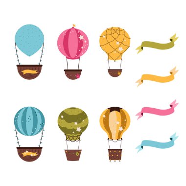 Vintage Hot Air Balloons Vector. Vector illustration