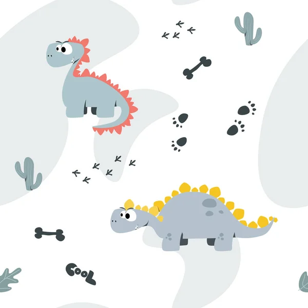Zökkenőmentes Minta Dinoszauruszokkal Minta Gyermekeknek Szóló Illusztrációhoz — Stock Vector