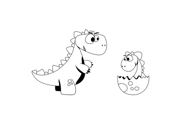 Kinderdinosaurier Zum Ausmalen Für Ein Kind Fröhlicher Dikosaur — Stockvektor