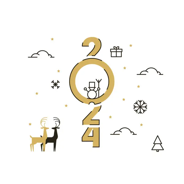 2024 Feliz Año Nuevo Año Del Dragón Plantilla Diseño Cartel — Vector de stock