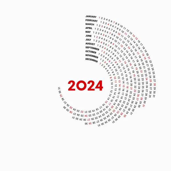 色彩斑斓的2024历法 12个月 2024年规划 免版税图库矢量图片