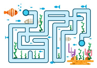 Canlı bir sualtı labirentinde, okyanusta parlak ve canlı bir günde labirentte yüzen tropikal balıklar mercan ve deniz yosunlarıyla çevrilidir..