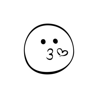 Oyuncu, yuvarlak bir yüz, gözleri ve öpücük gönderen büzüşmüş bir ağız. Küçük bir kalp jeste eşlik eder, neşeli bir ifade yaratır..