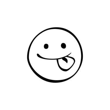 Neşeli, gülen bir yüz, neşeli bir dil, gösteriş meraklısı, neşe ve eğlence duygusu. Bu minimalist tasarım mutluluğu ve aydınlığı vurguluyor..