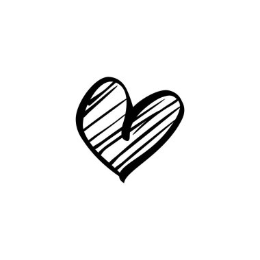 Siyah beyaz elle çizilmiş bir kalp tasarımı oyuncu bir eskiz stili içerir. Bu sanat eseri, kalın çizgileri ve açık şekli ile yaratıcılığı ve basitliği vurguluyor..