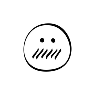 Yuvarlak bir yüz çizimi, aşağıdaki göz ve çizgiler için iki nokta gösterir. Bu da tuhaf ve eğlenceli bir ifade olduğunu gösterir..