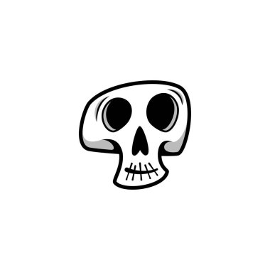 Abartılı özellikleri olan cesur ve basit bir kafatası çizimi. Tasarım büyük göz yuvaları ve klasik çene şekli gösterir, sanat, dekorasyon veya temalı olaylar için mükemmeldir.