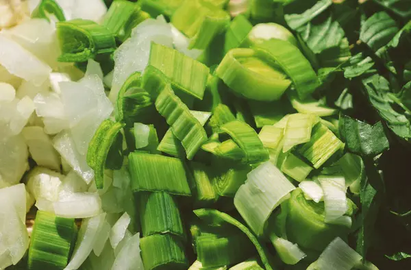 Green vegetables - white green transition - garlic, onion, leek, basil