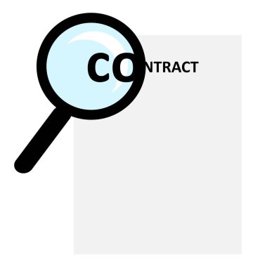 Sözleşme kağıdındaki vektör büyüteç yakınlaştırması - fatura - 2B illüstrasyon