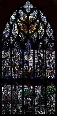 Edinburgh, Scotland - Nov 20, 2017: Stained Glass of Edinburgh Cathedral, West Window - Leifur Breidfjord, Robert Burns Memorial window (1985) clipart