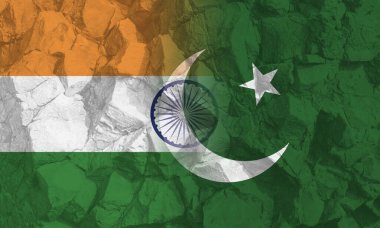 Hindistan ve Pakistan bayrakları, karmaşık ve gergin ilişkilerini sembolize eden kayalık bir dokuyla birleşti.
