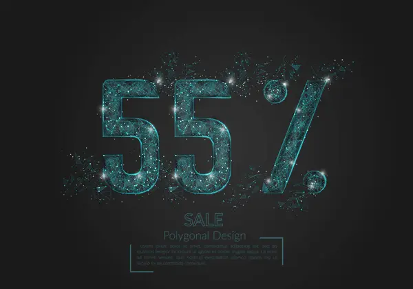 Abstract Isolated Blue Percent Sale Concept Polygonal Illustration Looks Stars — Stock Vector