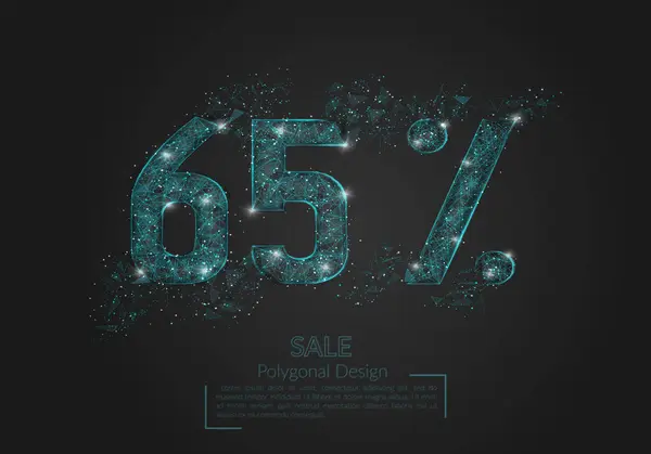 Abstract Isolated Blue Percent Sale Concept Polygonal Illustration Looks Stars — Stock Vector