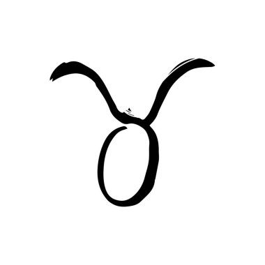 Beyaz arka planda siyah mürekkeple çizilmiş sanatsal bir Taurus burcu. Minimum, el yapımı görünüş ruhani projeler, burç tasarımları ve astrolojiyle ilgili sanat eserlerine uyuyor..