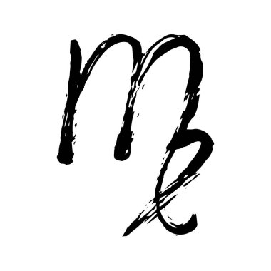 Siyah mürekkep el yazısı ile çizilmiş başak burcu burcu işareti. Temiz, sanatsal ve mistik, ruhani ya da astrolojik projeler için ideal..