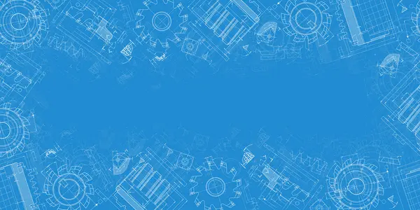 Mavi arka planda makine mühendisliği çizimleri. Kesme aletleri, değirmen kesici. Teknik Tasarım. Koruyun. Ayrıntılı plan. Vektör illüstrasyonu