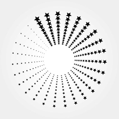 Noktalı dairesel logo. Beyaz arka planda izole edilmiş dairesel eşmerkezli noktalar. Yarı renkte kumaş tasarımı. Yarım tonluk daire dokuyu noktalar. Çeşitli amaçlar için vektör tasarımı ögesi.