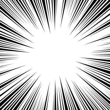 Çizgi roman şeridi radyal hareket çizgileri arka plan. Anime çizgi romanları kahraman hızında ya da aksiyon dokusu ışınlarıyla savaşır. Manga çizgi filminin arka planında patlamalar var. Vektör illüstrasyonu