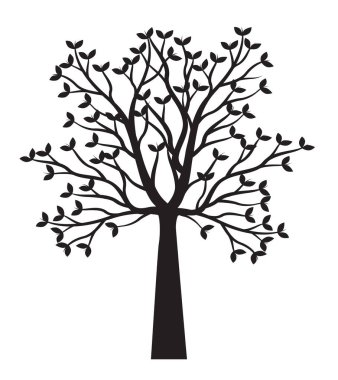 Shape of Spring Tree with Leaves. Vector outline Illustration. Plant in Garden.