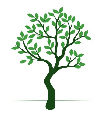 Shape of Green Tree with Leaves. Vector outline Illustration. Plant in Garden.