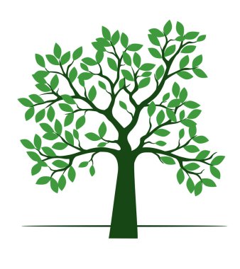 Shape of Green Tree with Leaves. Vector outline Illustration. Plant in Garden.