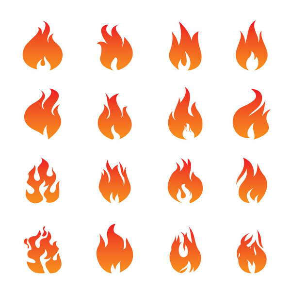 Big Collection of Fire and Flame icons on white background. Vector Illustration and graphic outline elements.