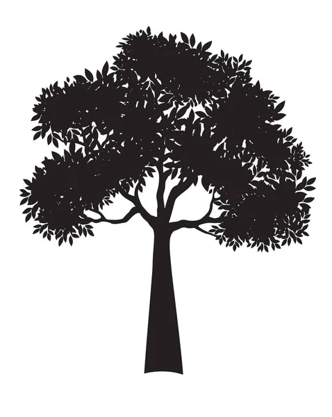 Spring Tree Leaves Vector Outline Illustration — Stock Vector