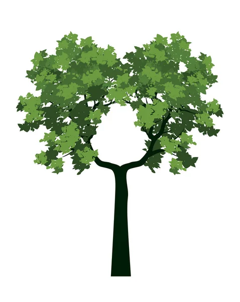 Árvore Primavera Cheia Folhas Verdes Esboço Vetor Ilustração —  Vetores de Stock